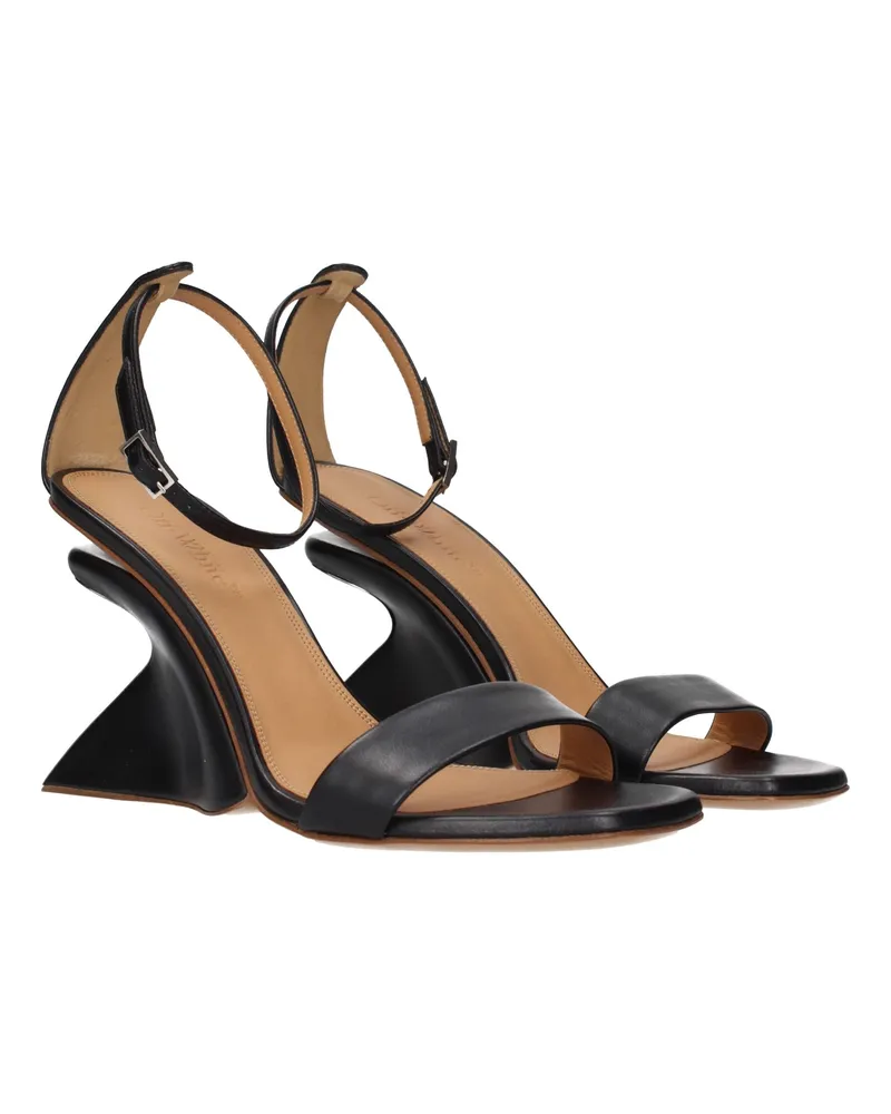 OFF-WHITE Women's Sculptural Leather Sandal Heel Black Black