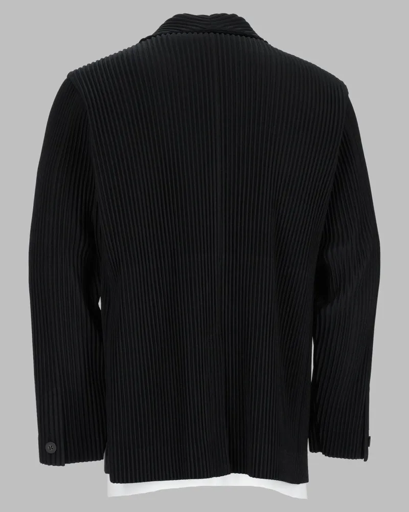 Issey Miyake Pleated Polyester Blazer — Black Black