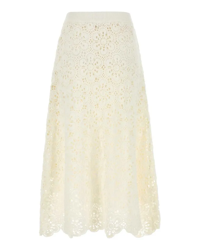 FARM Rio Women's White Crochet Skirt Offwhite Gonne White