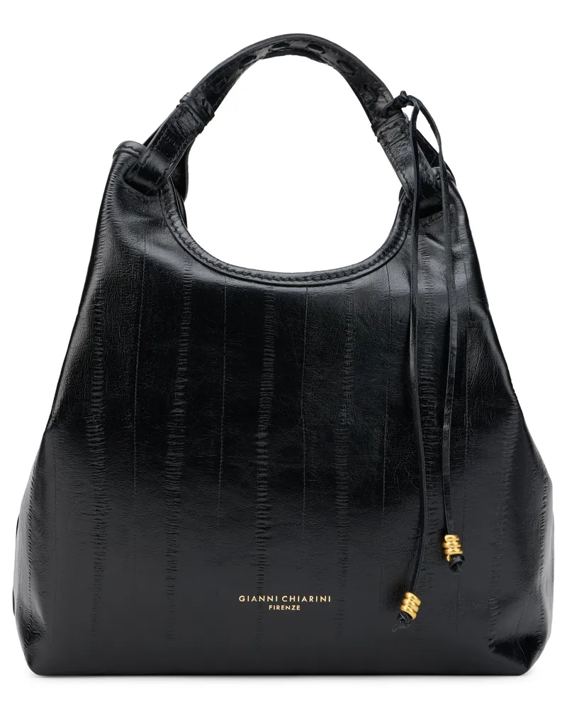 Gianni Chiarini Women's Hobo Shoulder Bag Black Calfskin Handbags Hand Black