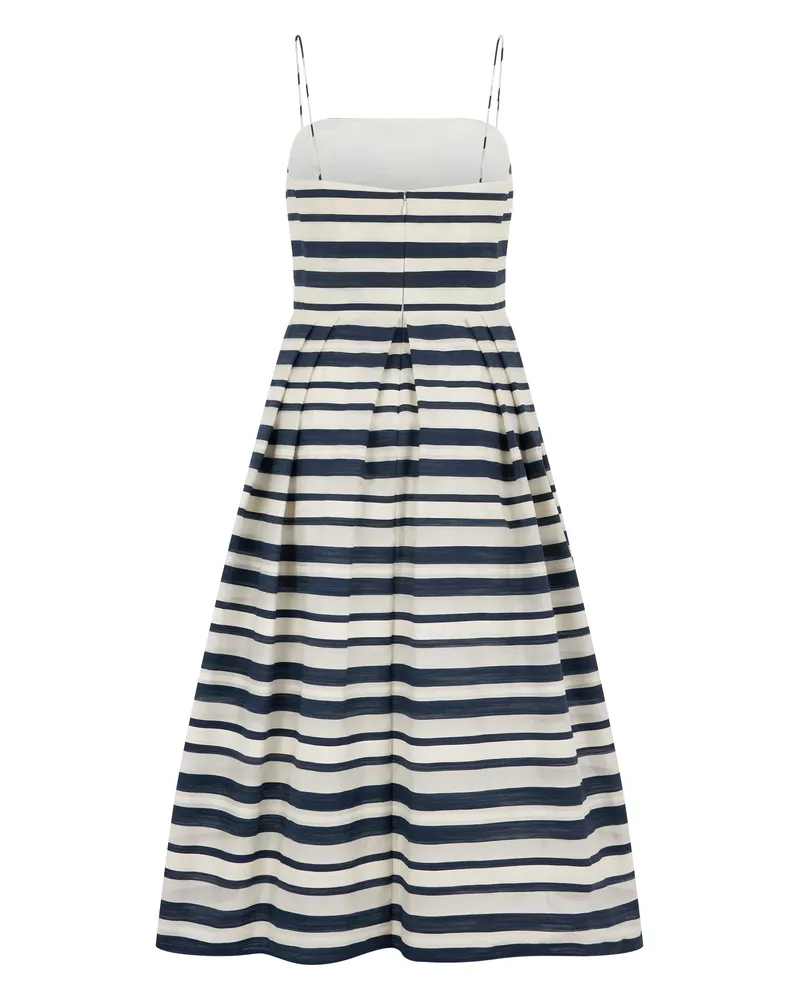 Ralph Lauren Striped Cotton-Blend Midi Dress — Navy Navy