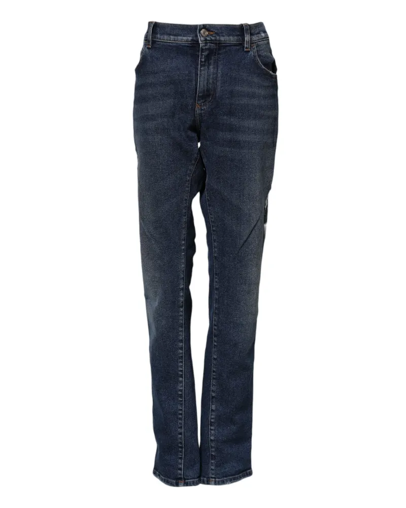 Dolce & Gabbana Women's Blue Cotton Mid Waisted Straight Denim Jeans Elastane Clothing Blue