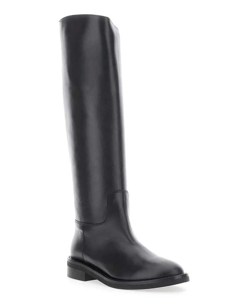 Via Roma 15 Women's Boots Slip-On Round Toe Leather Black Black