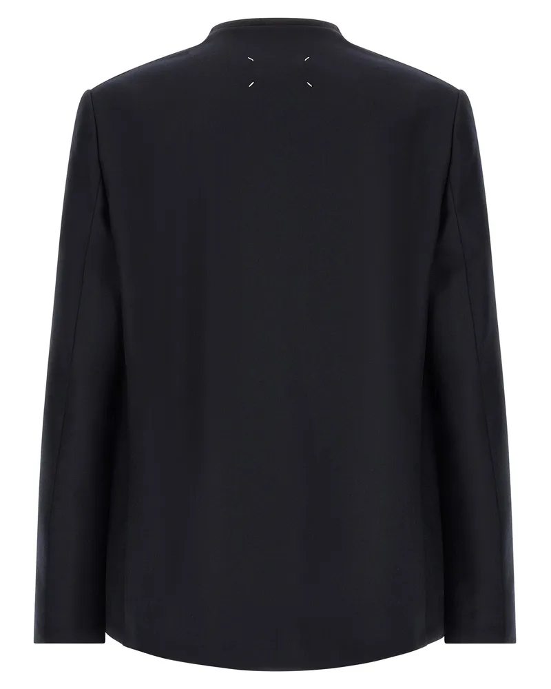 Maison Margiela Men's Blue Virgin Wool Blazer Clothing Navy