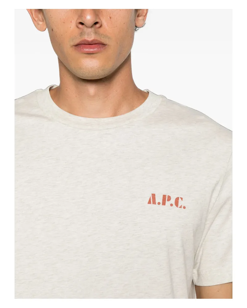 A.P.C. Logo-Embroidered Cotton T-Shirt — Beige Beige