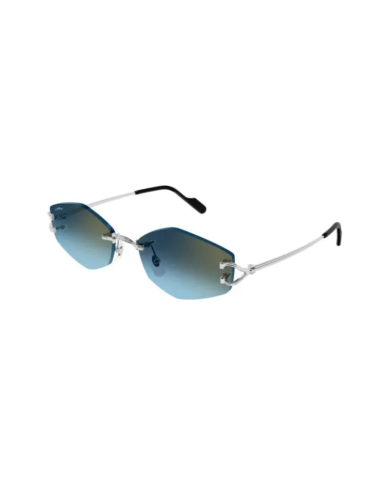 Cartier CT0620S Rimless Oval Sunglasses — Blue Blue