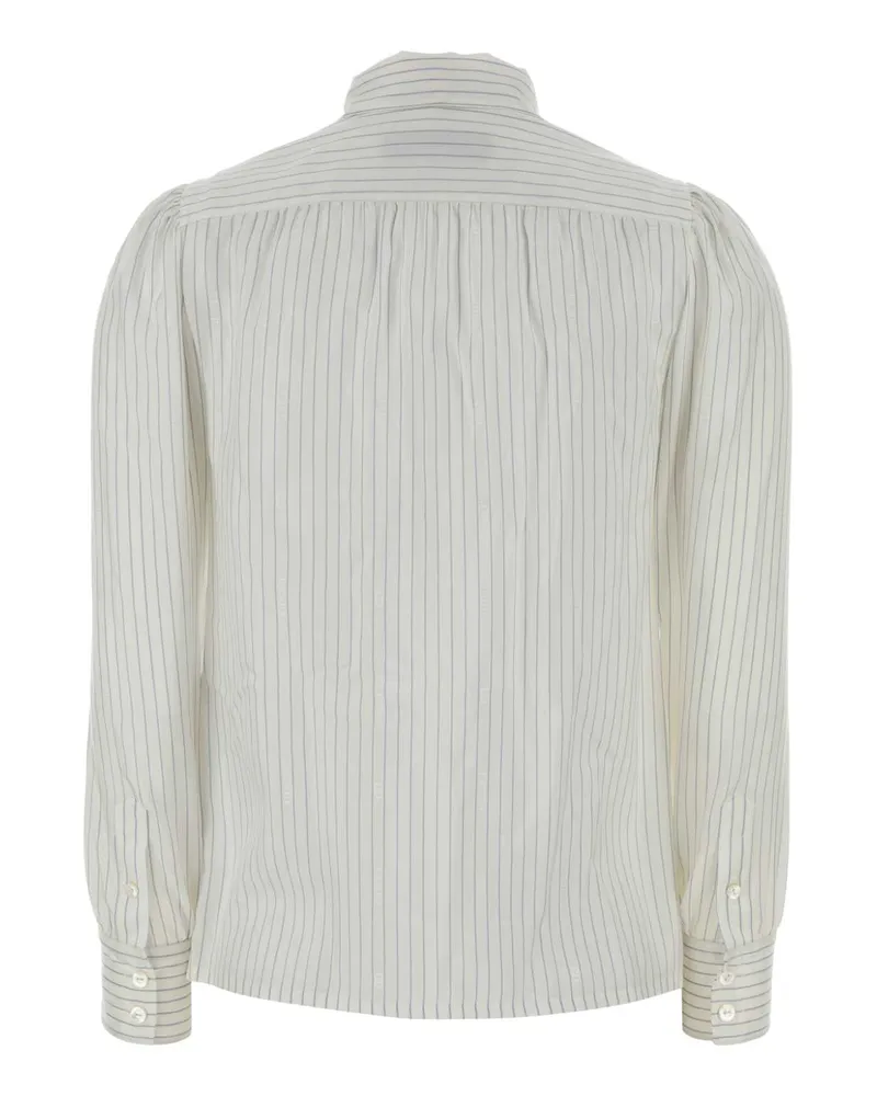 Gucci Women's Pinstriped Silk With Bow Tie Detail Shirt White White