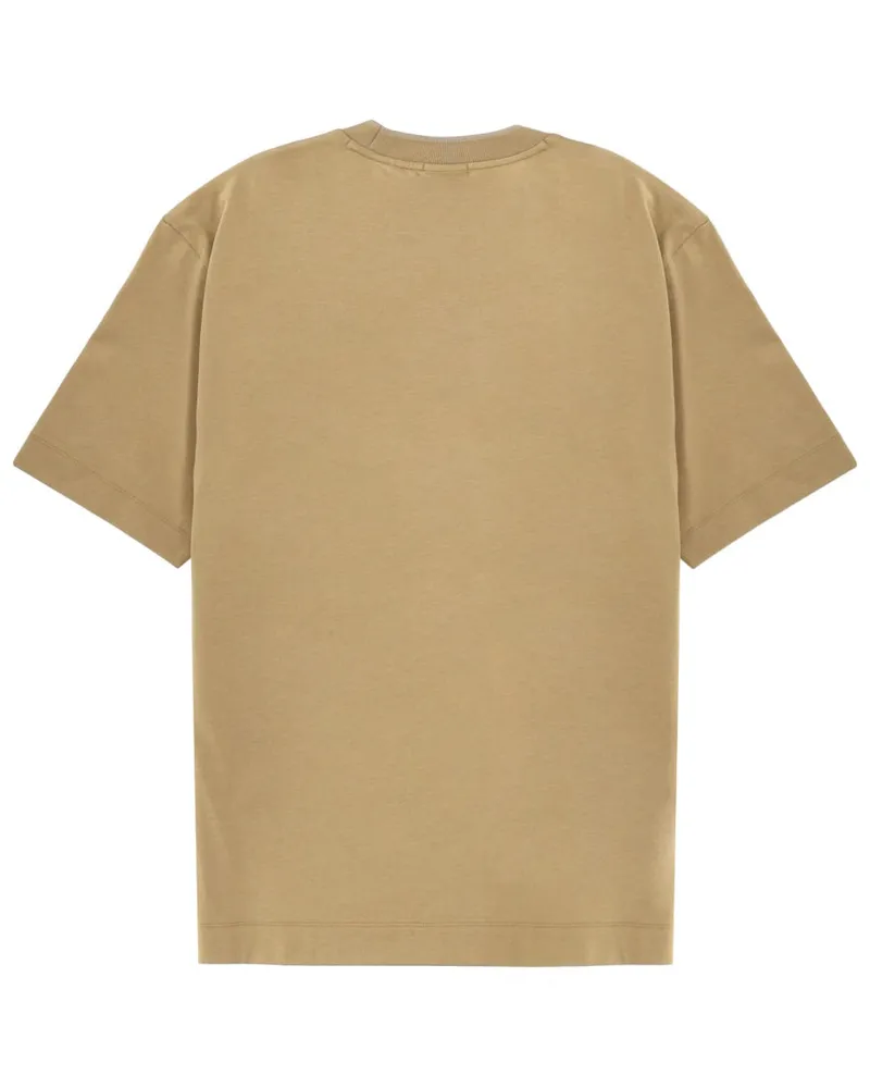 HUGO BOSS Logo-Embroidered Cotton T-Shirt — Beige Beige
