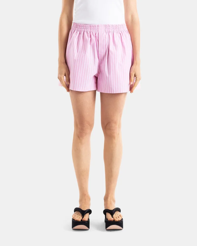 Balenciaga Women's Boxy Striped Pink Shorts Pink
