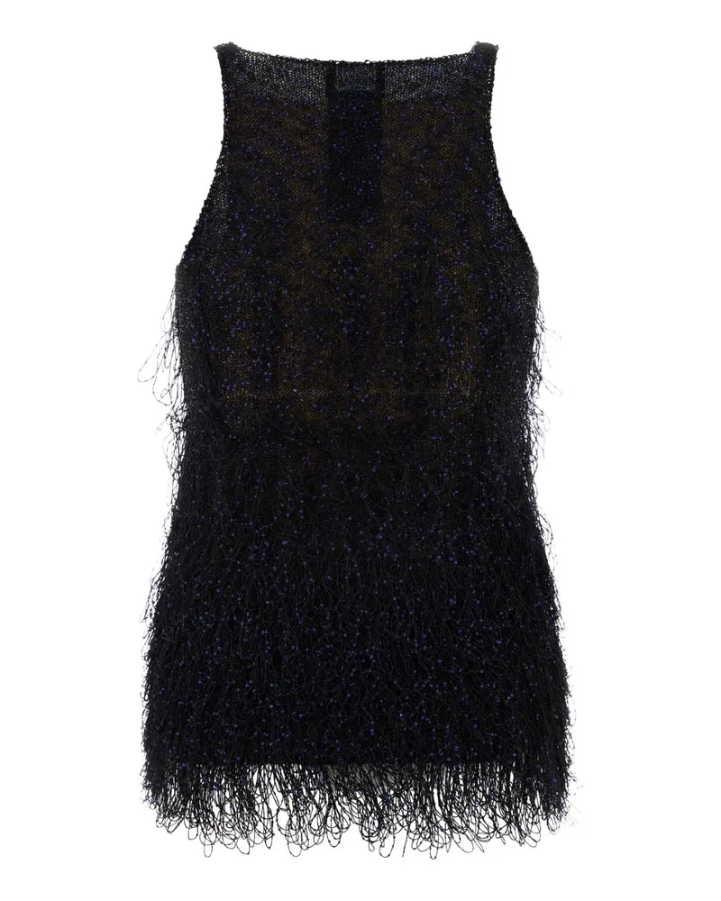 Giorgio Armani Women's Embellished Nylon Tank Top Black Polyester Viscose Tops Black