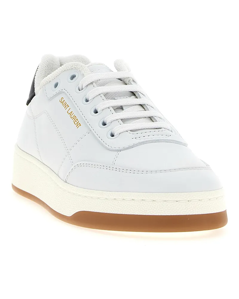 Saint Laurent Bicolor Calfskin Low Top Sneakers — White White