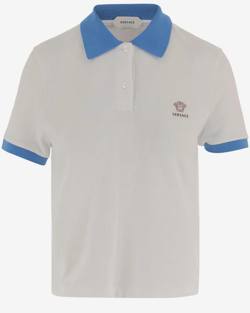 Versace Women's Polo Shirt Cotton White Tops White