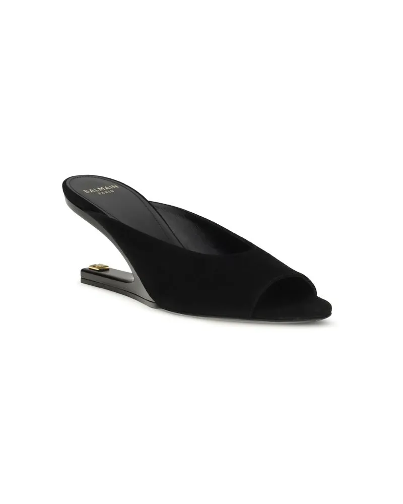 Balmain Women's Black Goatskin Mules Black