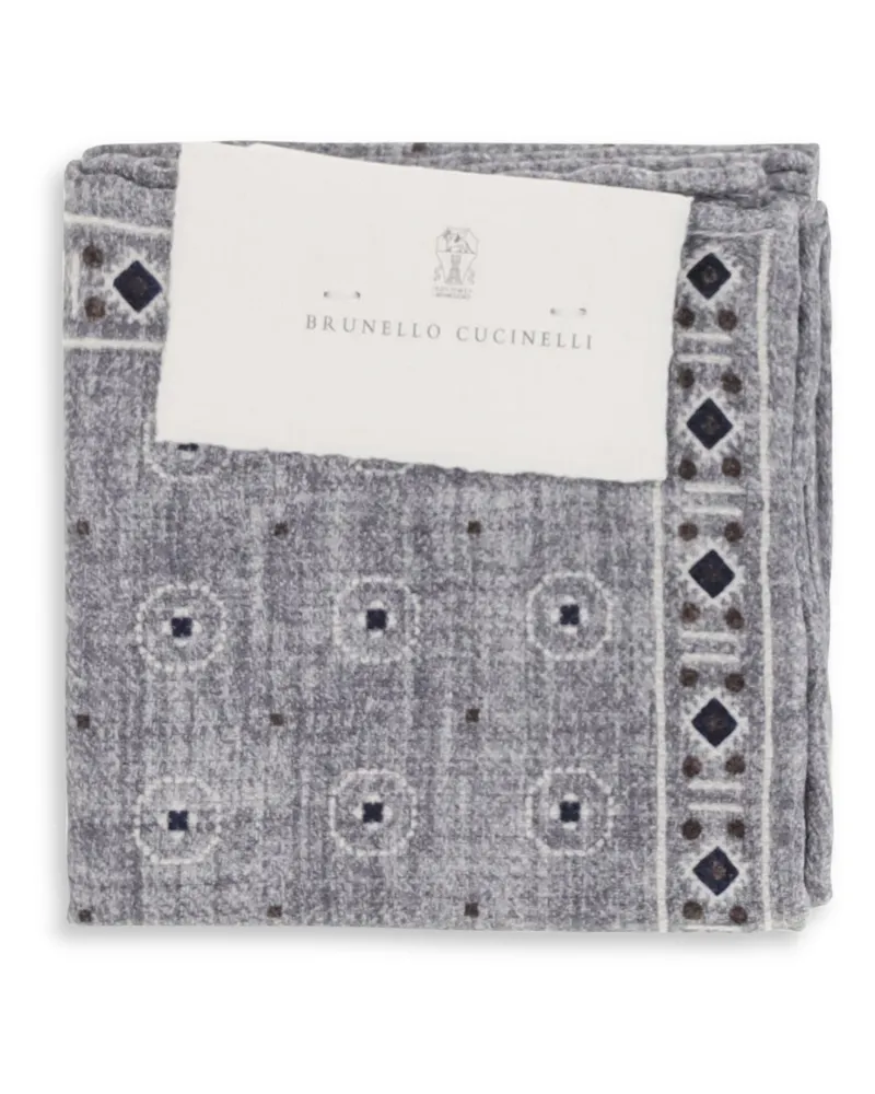 Brunello Cucinelli Men's Pocket Square Silk Grey-Hazelnut Handbags Grey/hazelnut Hand Bags Gray