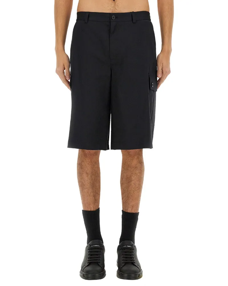 Dolce & Gabbana Cotton Cargo Bermuda Shorts — Black Black