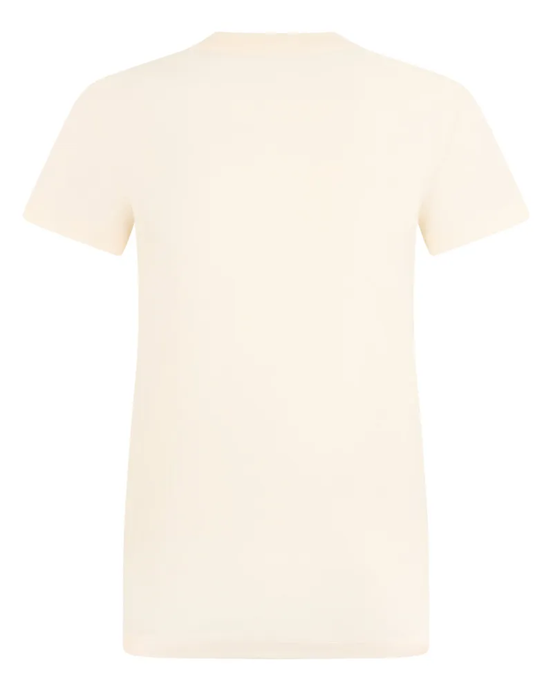 Moncler Women's T-Shirt Embroidered Ivory Cotton T-Shirts & Jerseys Ivory