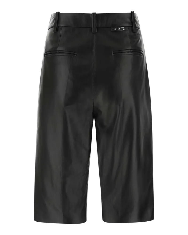 OFF-WHITE Women's Black Leather Bermuda Shorts 1000 Black