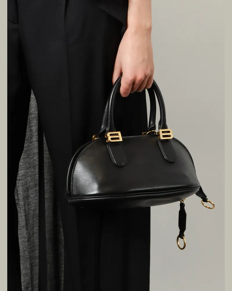 Balenciaga Women's Handbag Bowling Bolero Leather Black Handbags Hand Bags Black