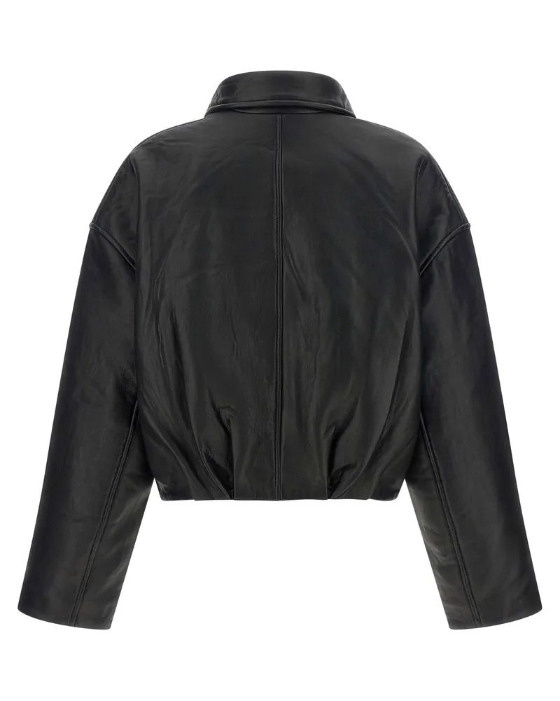 ROTATE Birger Christensen Boxy Leather-Effect Jacket — Black Black