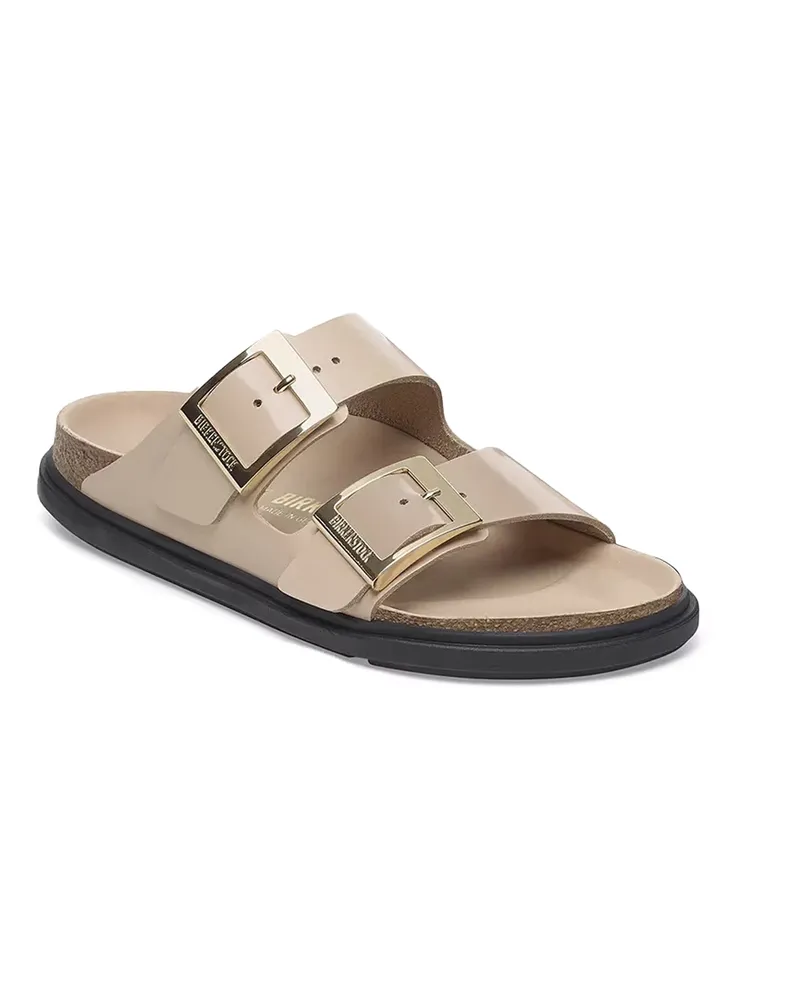 Birkenstock Women's Sandals Arizona Patent Leather Neutral Tones Natural Leather-Eva Slippers Leather/eva Flat Shoes Beige
