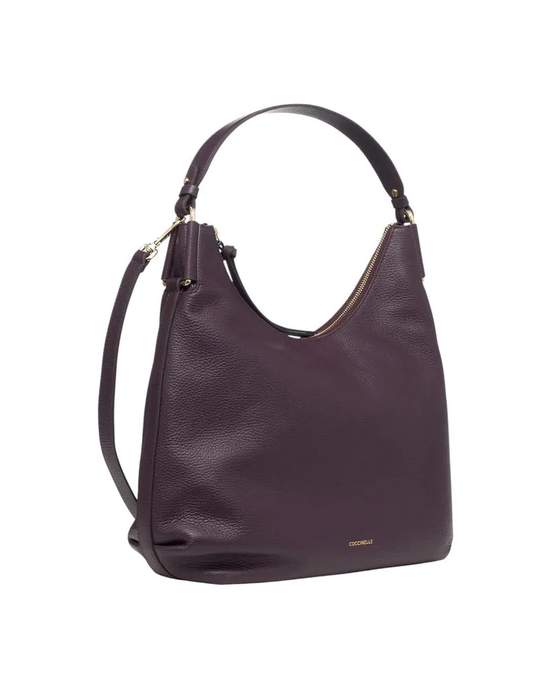 Coccinelle Rebekka Leather Shoulder Bag — Purple Purple