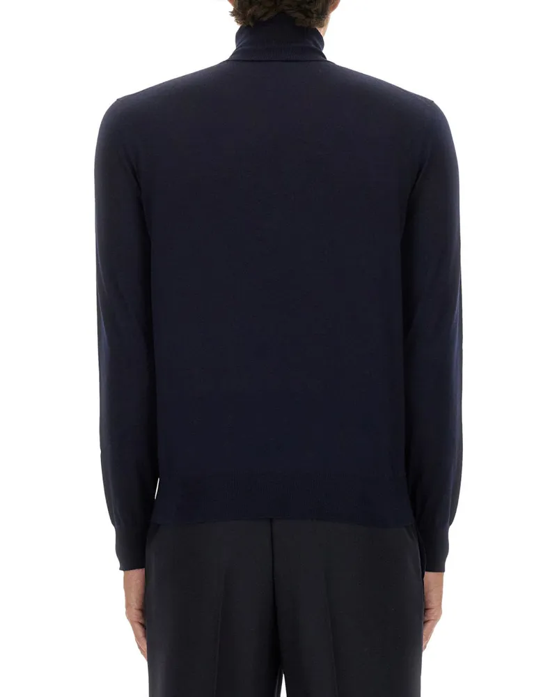 Saint Laurent Cashmere Blend Turtleneck Sweater — Blue Blue