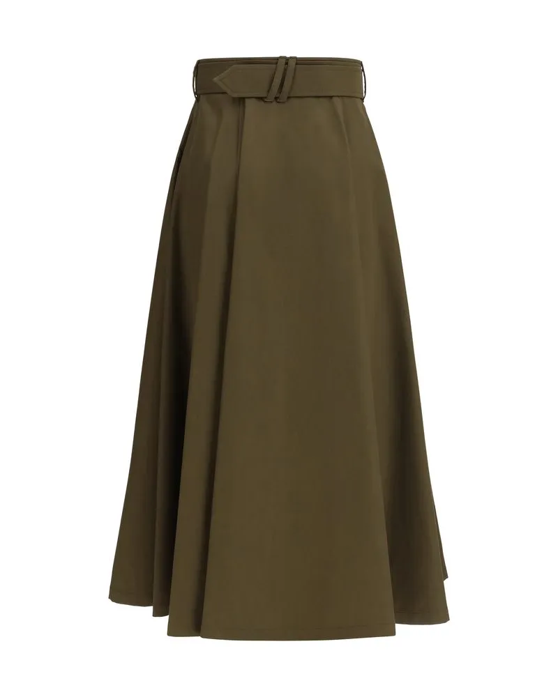 Burberry Women's Bicolor Cotton Midi Skirt Brown