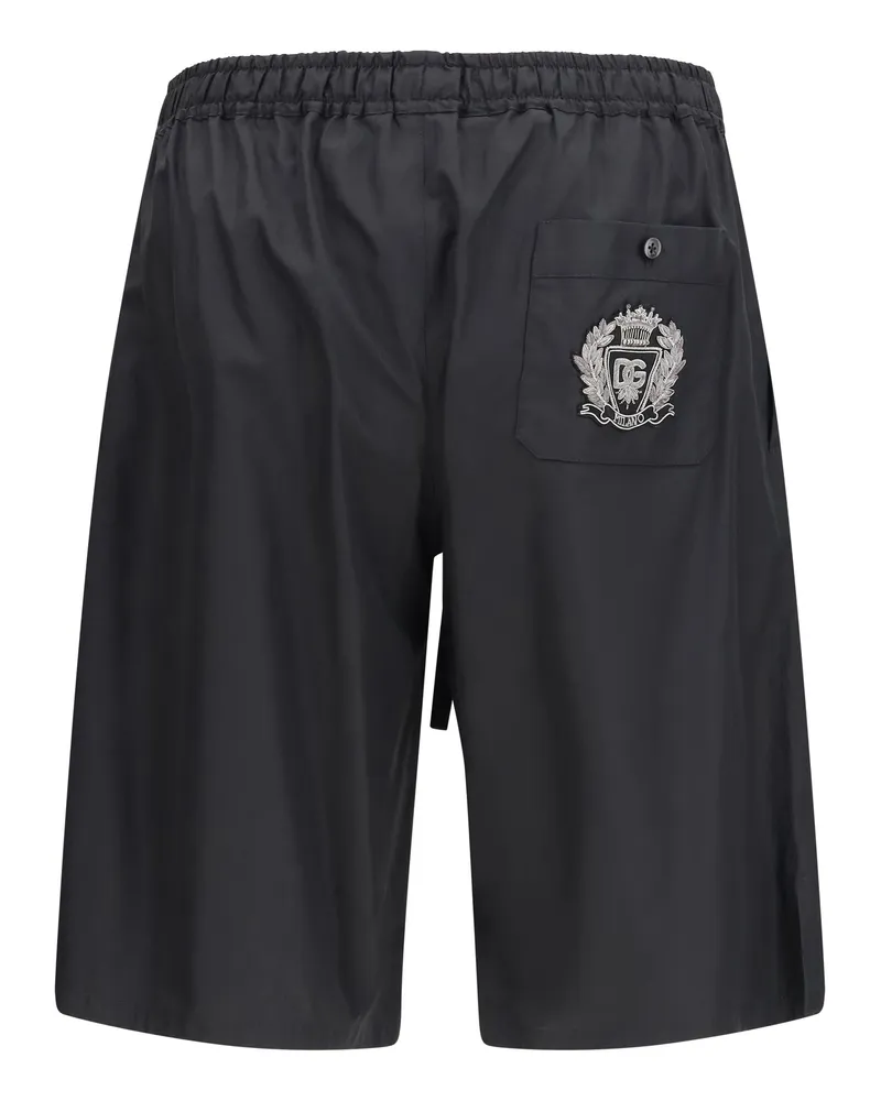 Dolce & Gabbana Men's Drawstring Shorts Nero Cotton Bermuda Black
