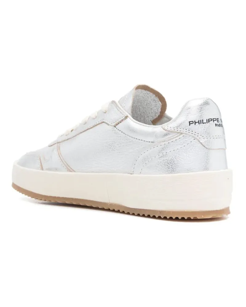 Philippe Model Women's Nice Low Sneakers Silver Shoes Silver