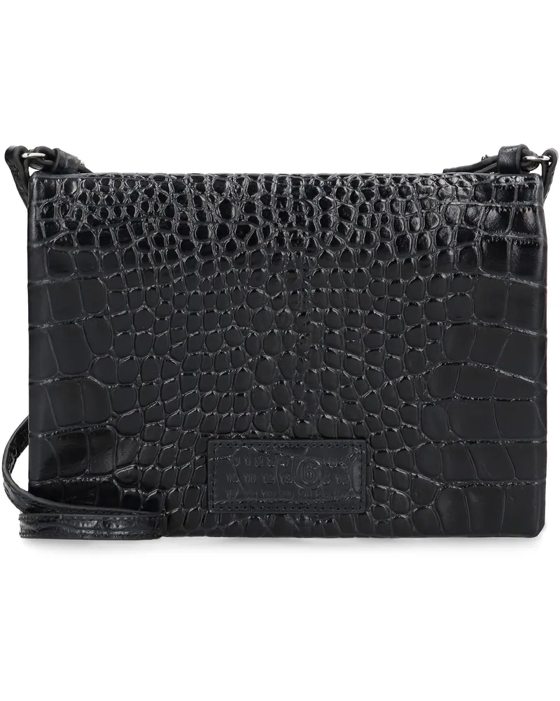 Maison Margiela Women's Shoulder Bag Black Crocodile-Embossed Leather Cow Hide Black
