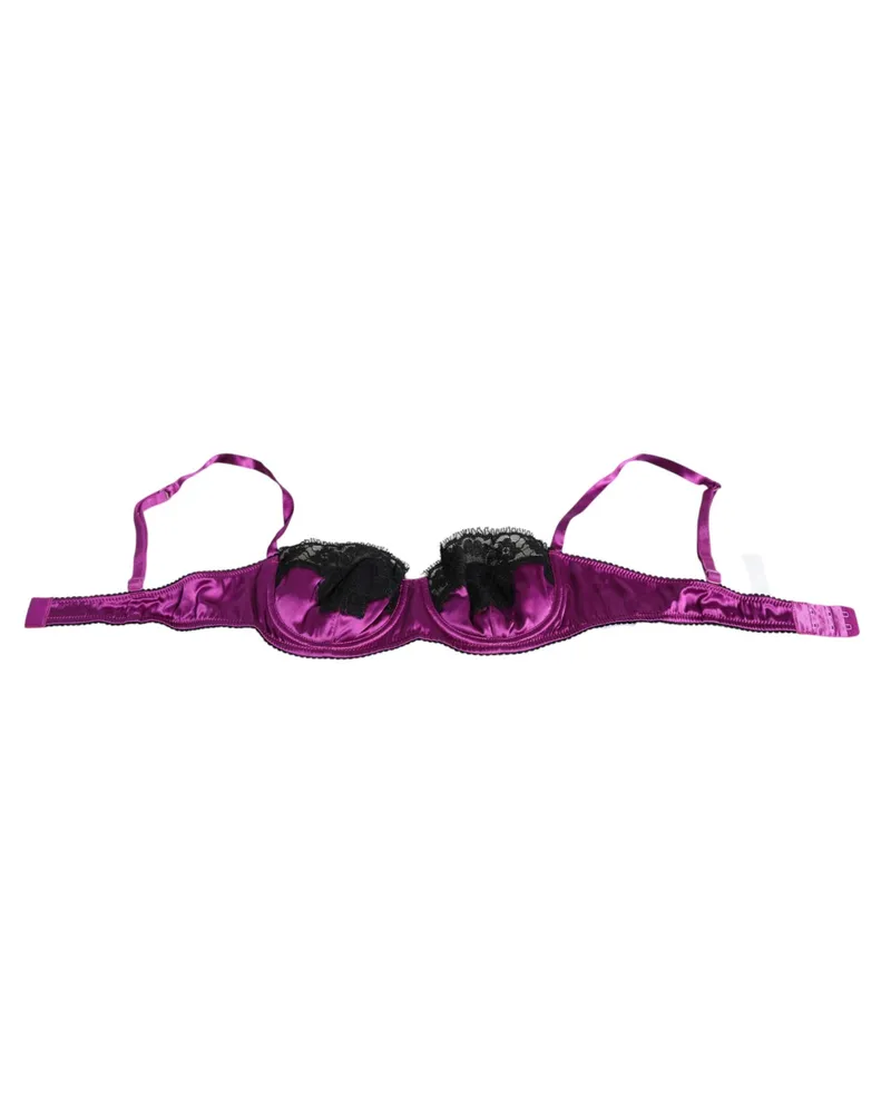 Dolce & Gabbana Women's Purple Silk Underwired Balconette Bra Underwear Elastane Clothing Purple