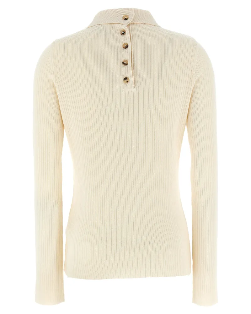 Courrèges Ribbed Cotton-Wool Blend Polo — Cream Cream