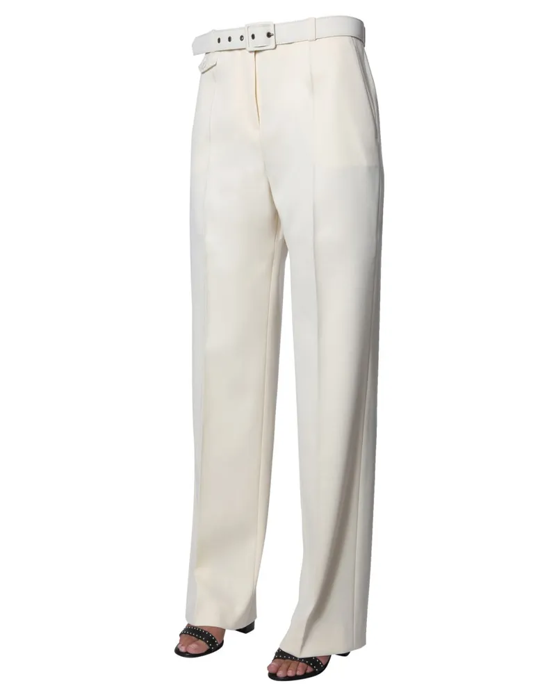 Givenchy Belted Wool-Blend Trousers — White White