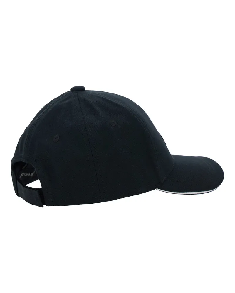 Emporio Armani Men's Baseball Cap Logo Patch Black Cotton Hat Black