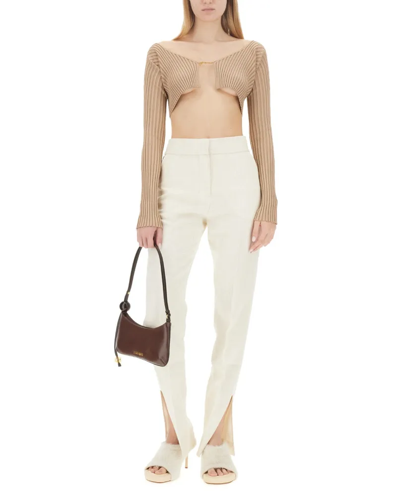 Jacquemus Slim Fit Linen Trousers — White White