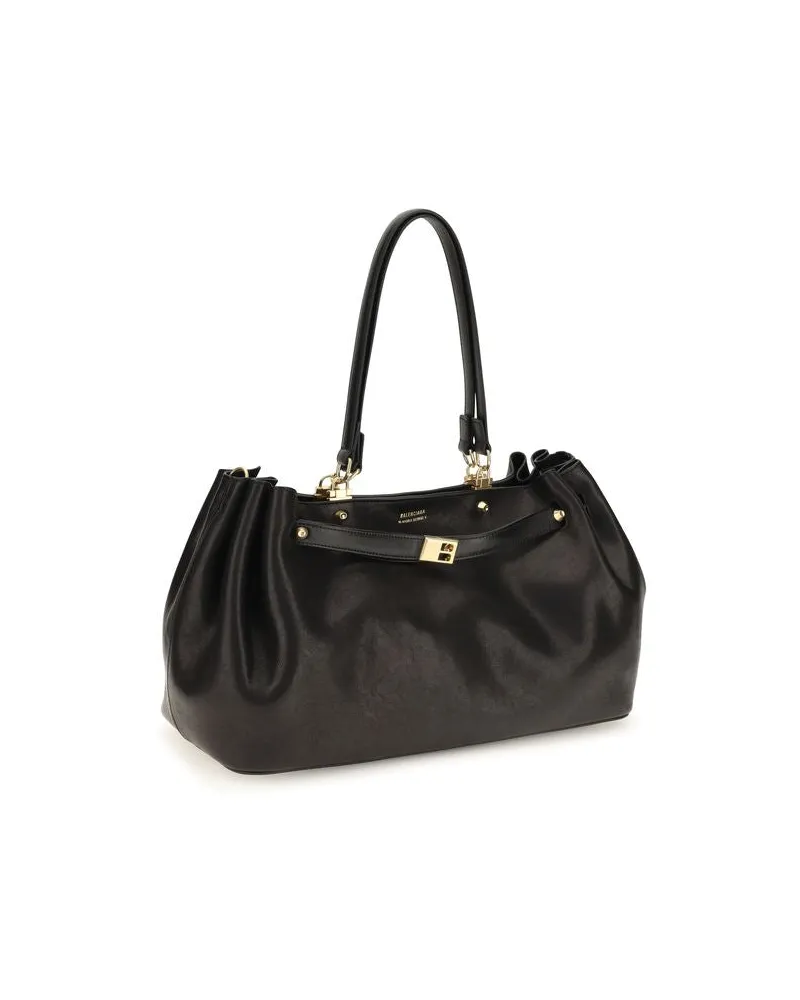 Balenciaga Bel Air Tote Calfskin Leather Shoulder Bag — Black Black