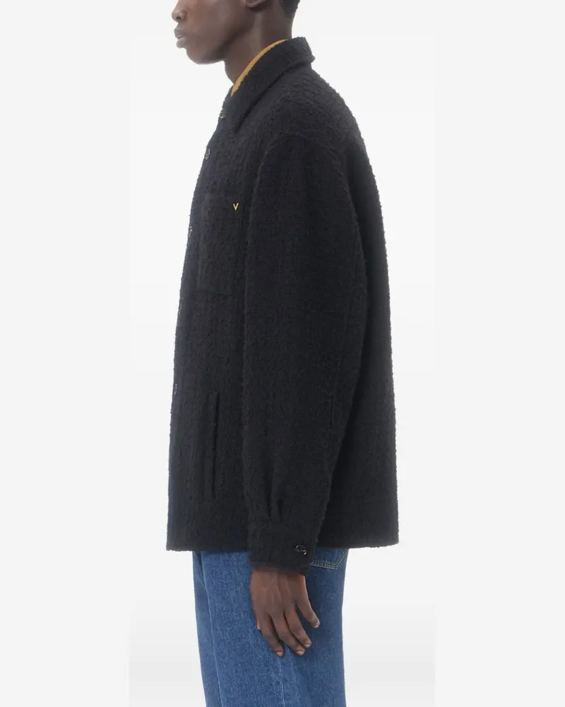 Valentino Garavani Tweed with VGold Logo Jacket — Black Black