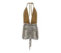 Women Over Mini Dress Silver Wool Polyester