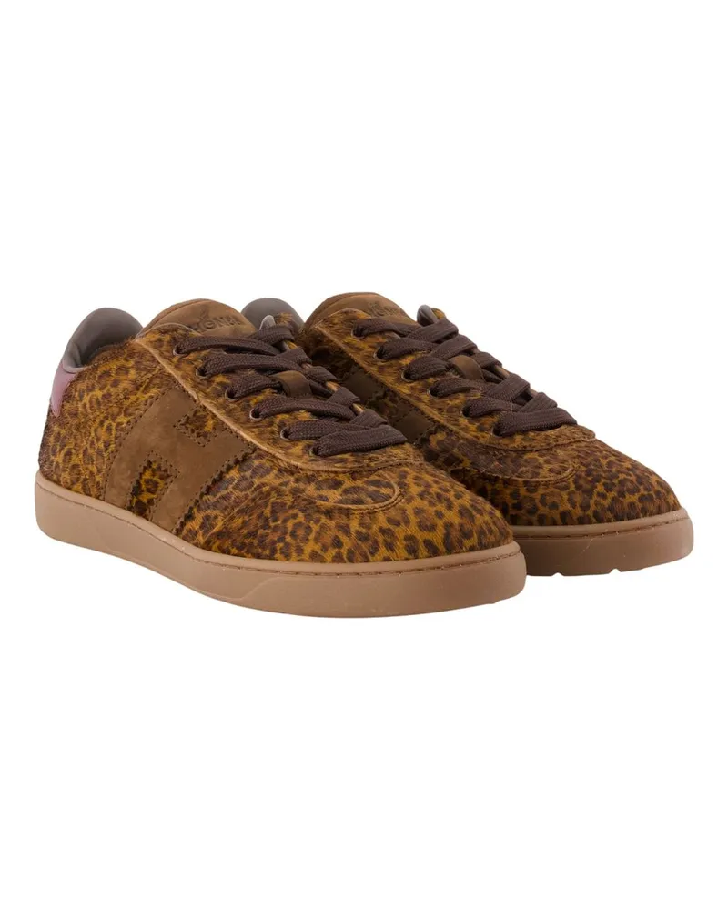 Hogan Women's Cool Allacciato H Sneakers -  Leather Brown Goatskin Shoes Brown