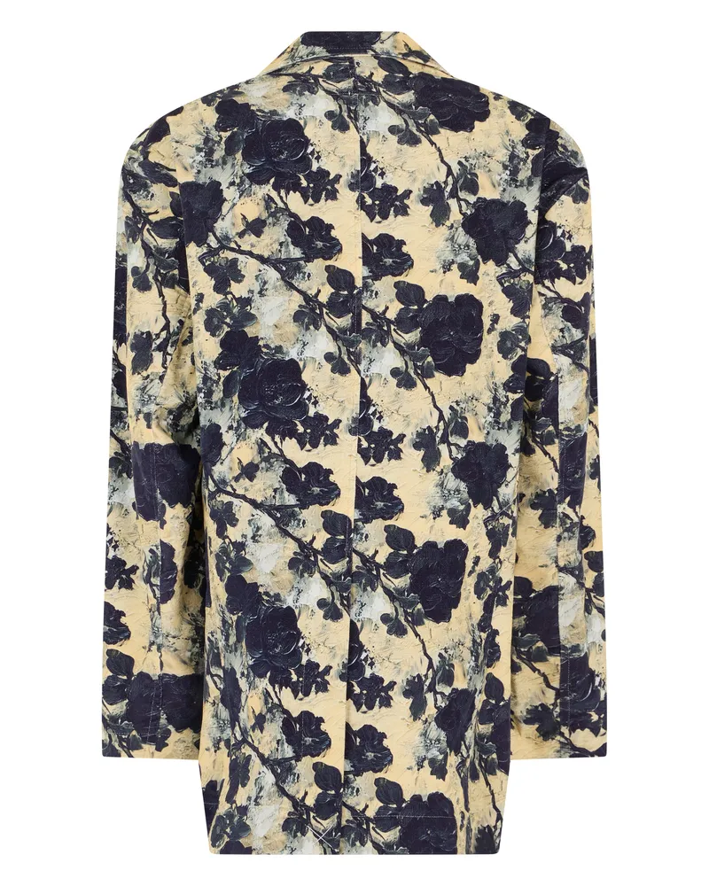 R13 Women's Blazer Floral Yellow Cotton Blazers Jacket Yellow