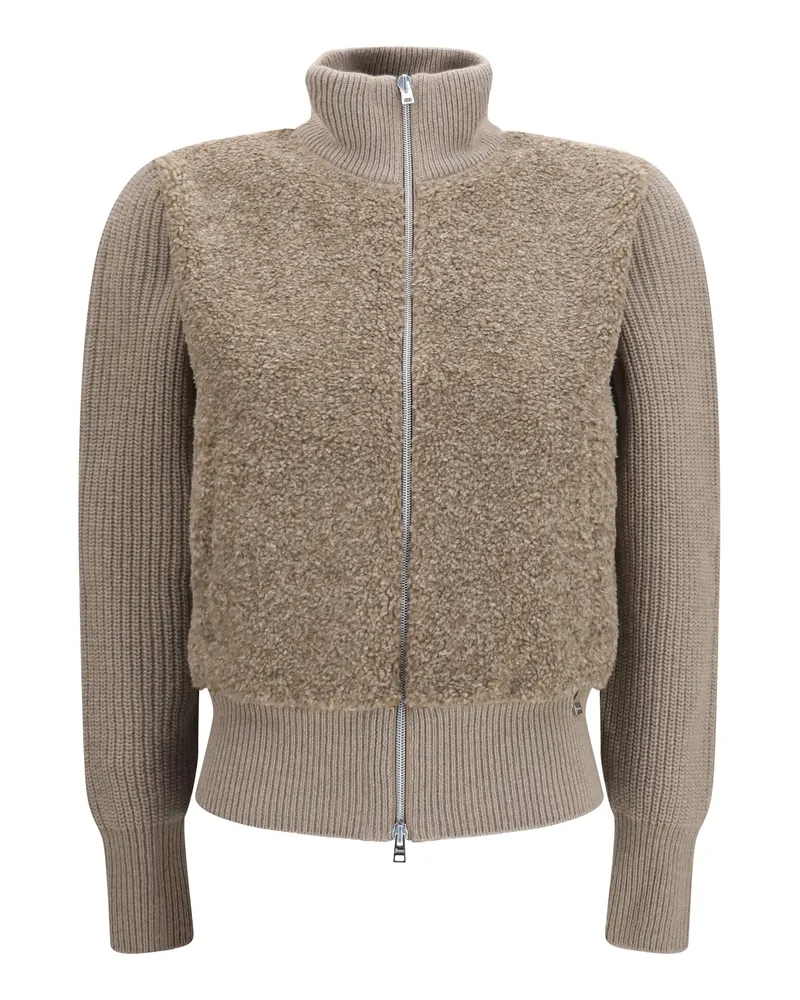 Herno Women's Cardigan Resort Ribbed Merino Wool Beige Sweater Beige