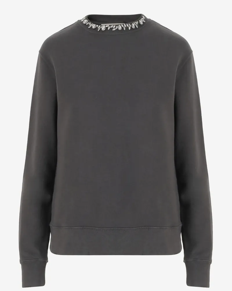 Golden Goose Women's Cotton Sweatshirt With Crystals, Grey Sweatshirts Sweater Gray