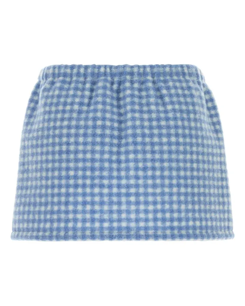 Miu Miu Houndstooth Pile Mini Skirt — Blue Blue