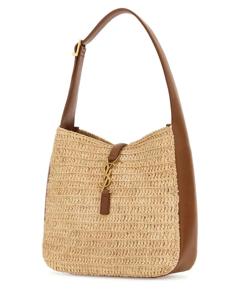 Saint Laurent Women's Raffia Small Le 5 Ã¡ 7 Shoulder Bag Palebrownbrick Borse A Mano Beige