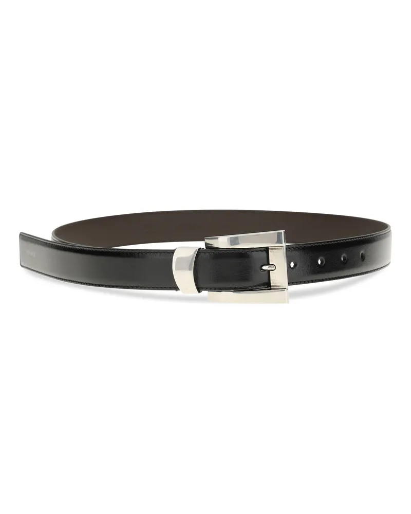 Versace Women's Leather Belt Black-Palladium 82 Calf Bos Taurus E Braces Black/palladium '82 Black