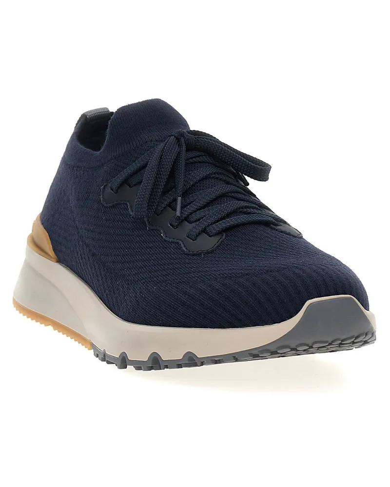 Brunello Cucinelli Knitted Sneaker — Navy Navy