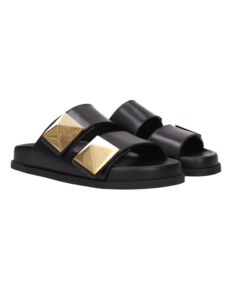 Valentino Garavani Women's Black Leather Slippers Black