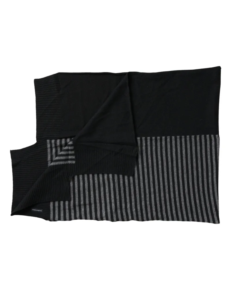 Dolce & Gabbana Men's Striped Wool Blend Scarf Black Viscose Nylon Black
