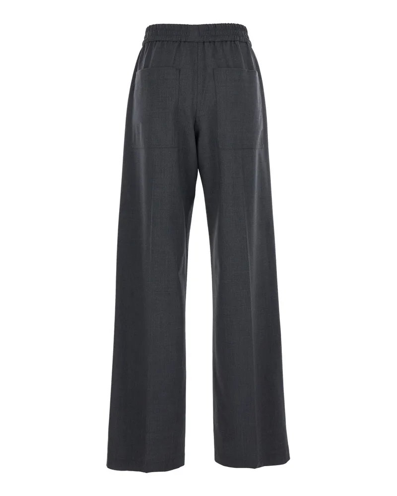 Brunello Cucinelli Women's Trousers Stretch Wool Grey Blend Gray