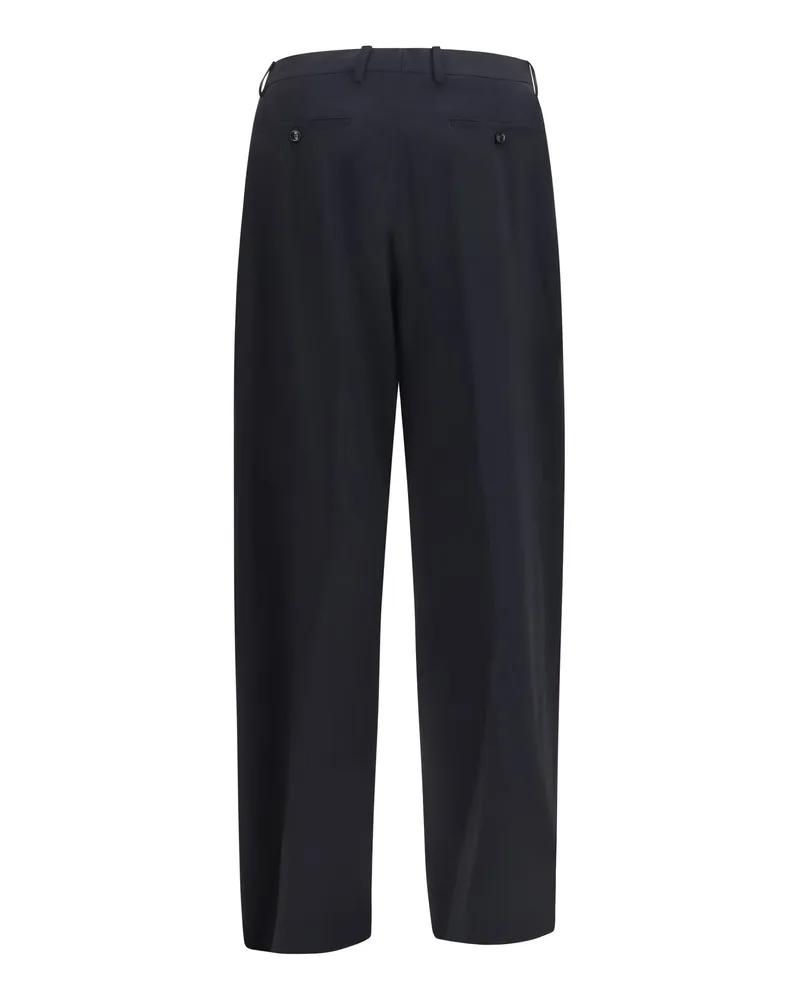 Giorgio Armani Men's Pants Virgin Wool Tailoring Dark Navy Fleece Ovis Aries Trousers Navy